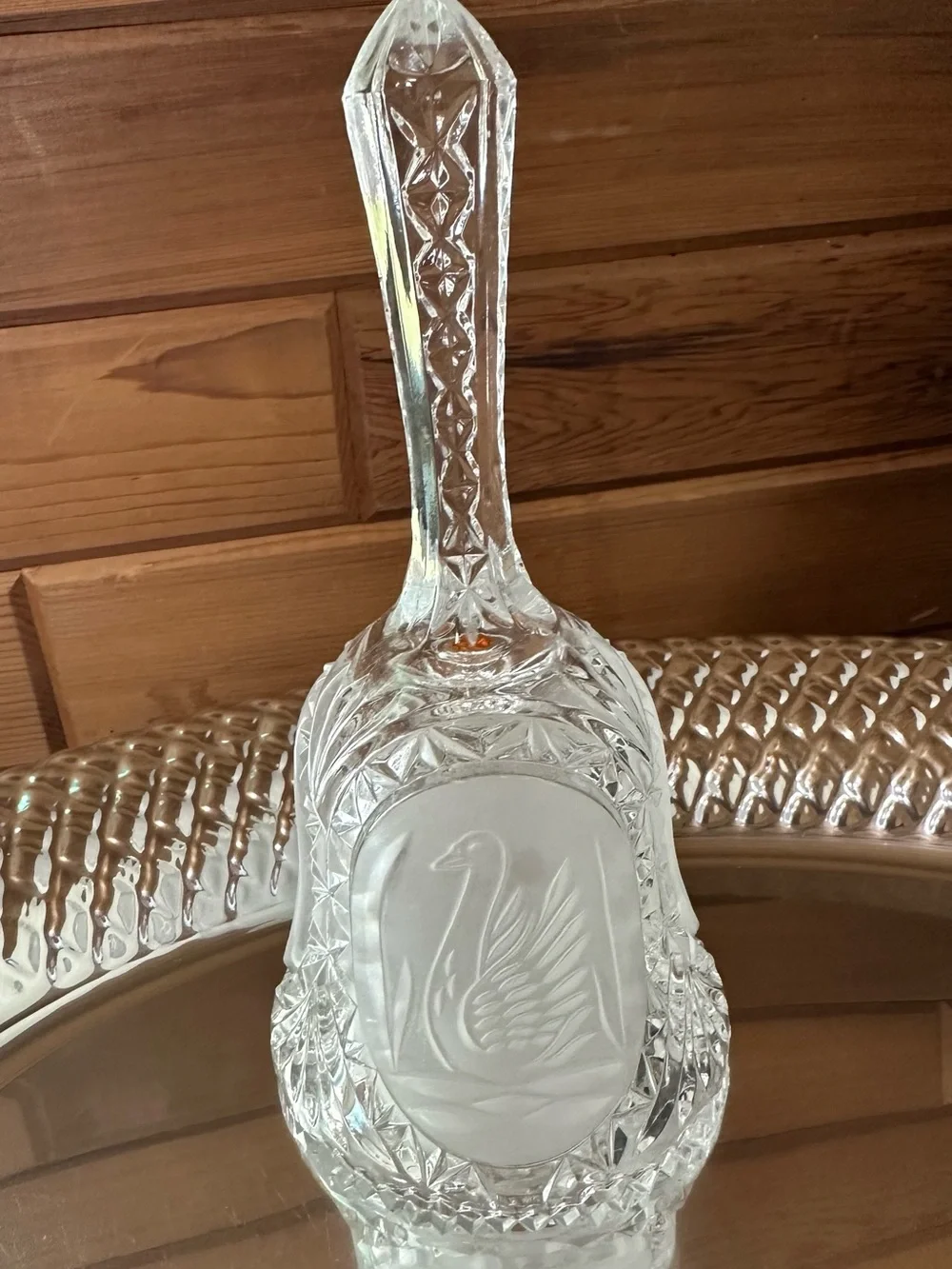 Vintage crystal with swan motif table bell